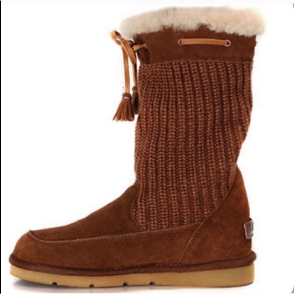 UGG Shoes - UGG Chestnut Brown Crochet Knit Suburb Winter Boot